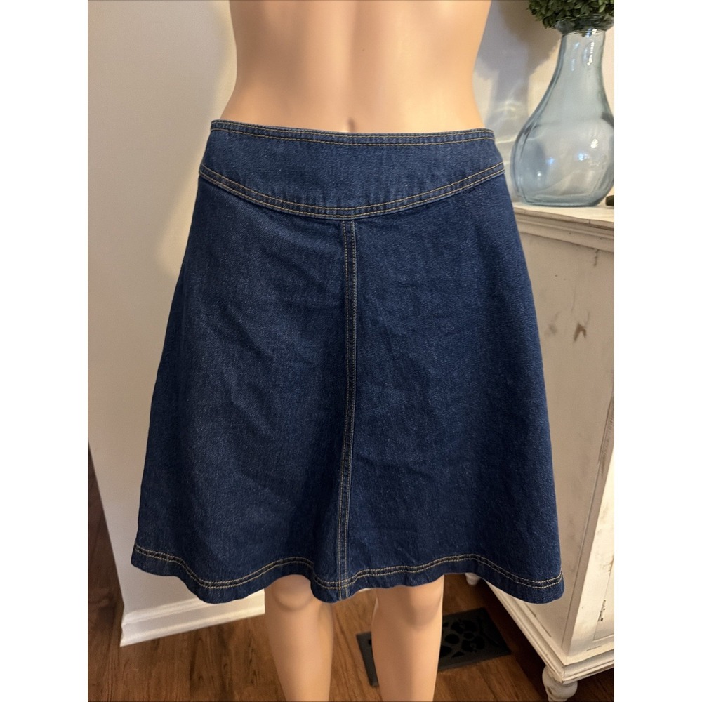 Anthropologie Pilcro Denim Paneled Knee Length Flare Skirt 6 Boho Whimsical